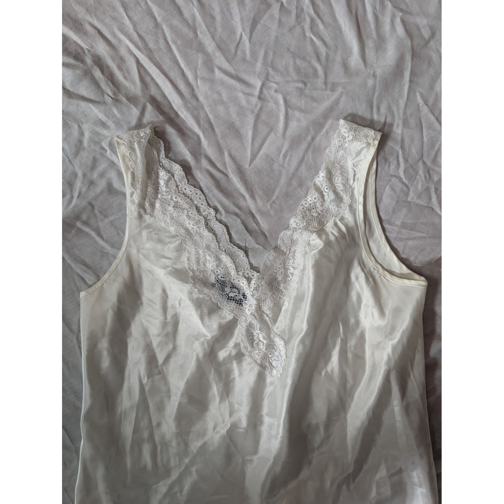 Italia Notti Lingerie Slip Chemise White Lace Trim V Neck M M View 2